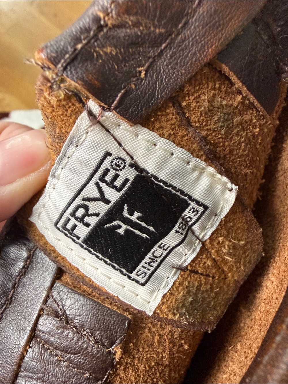 Frye Brown Suede and Leather Mixed-Material Detail - Picture 2 of 6